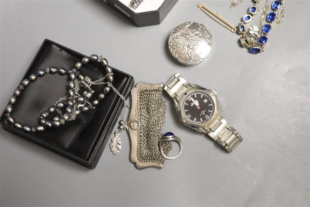 Minor silver & jewellery & 2 modern watches.